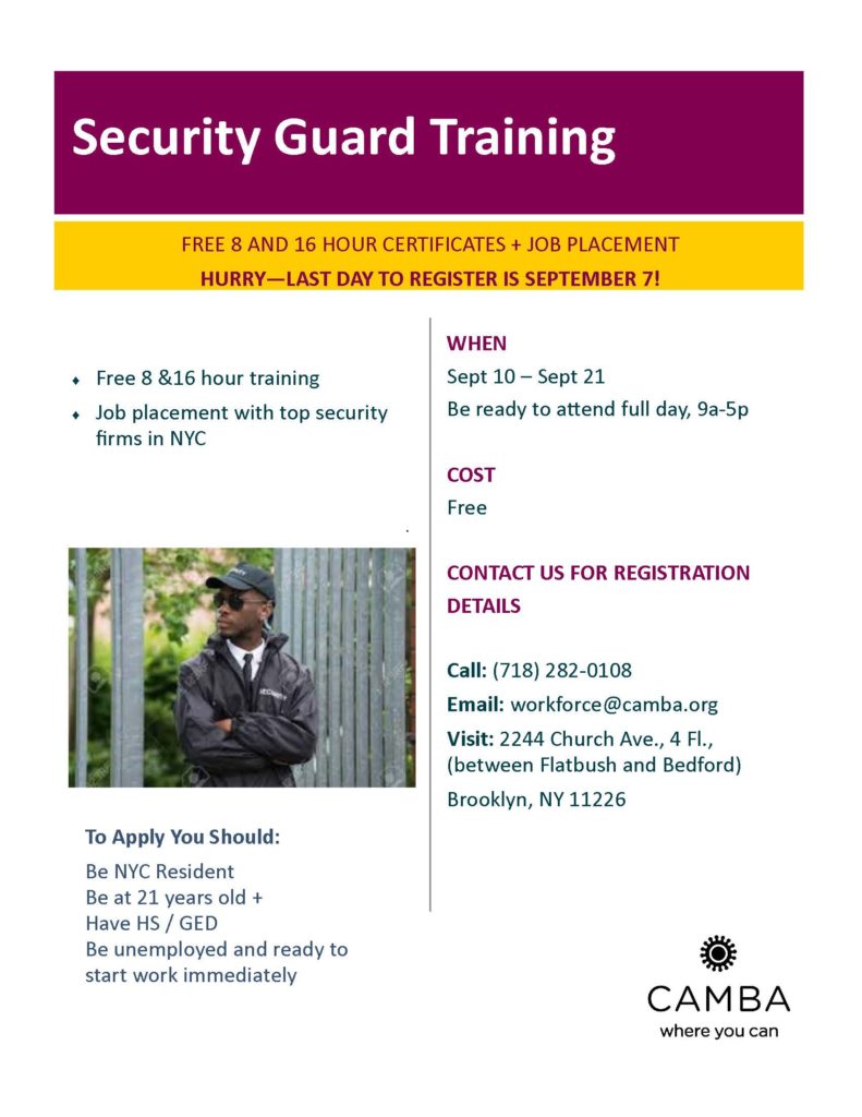 Free Security Guard Training Community Board 8 Brooklyn